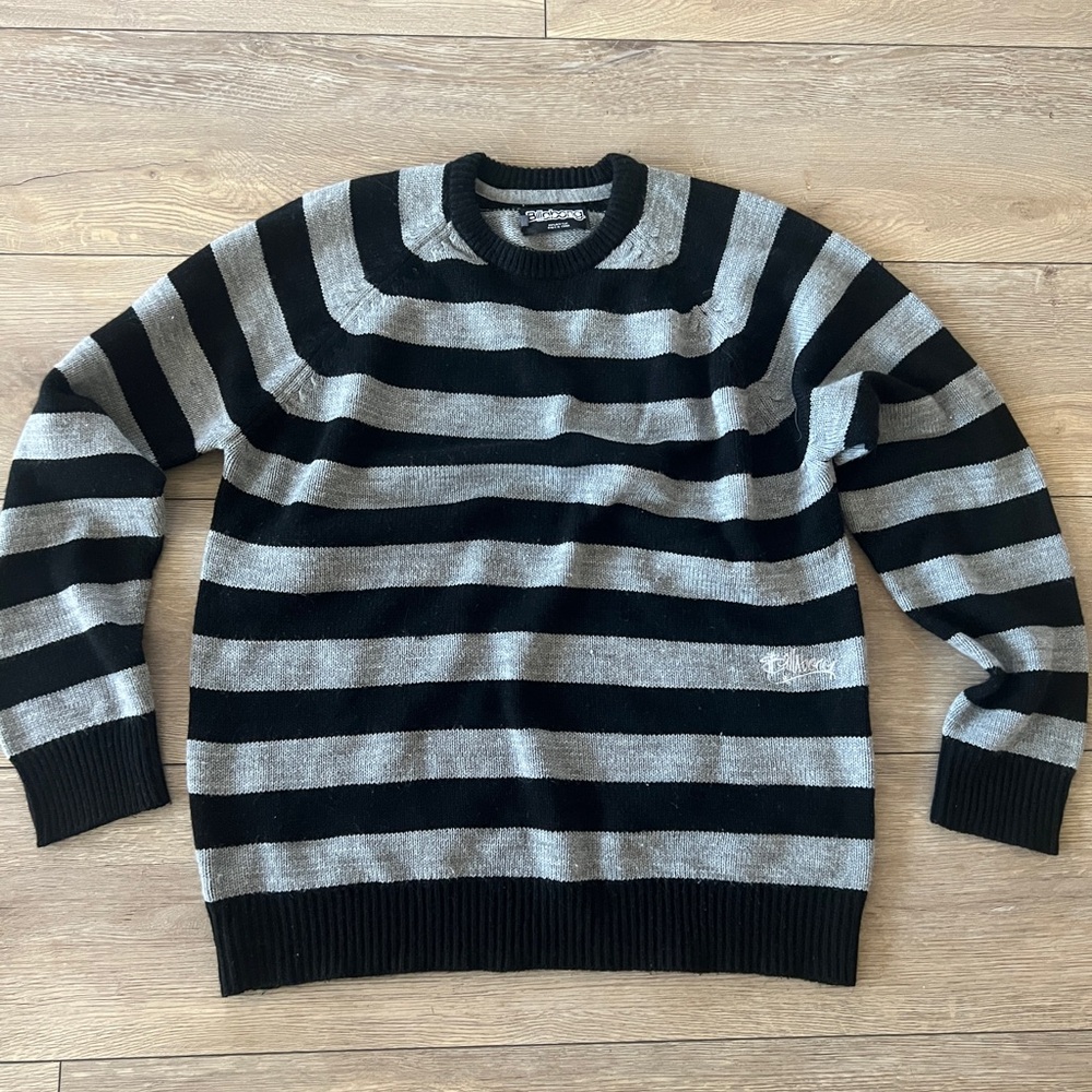 Billabong Black and Grey Stripped Sweater size XL